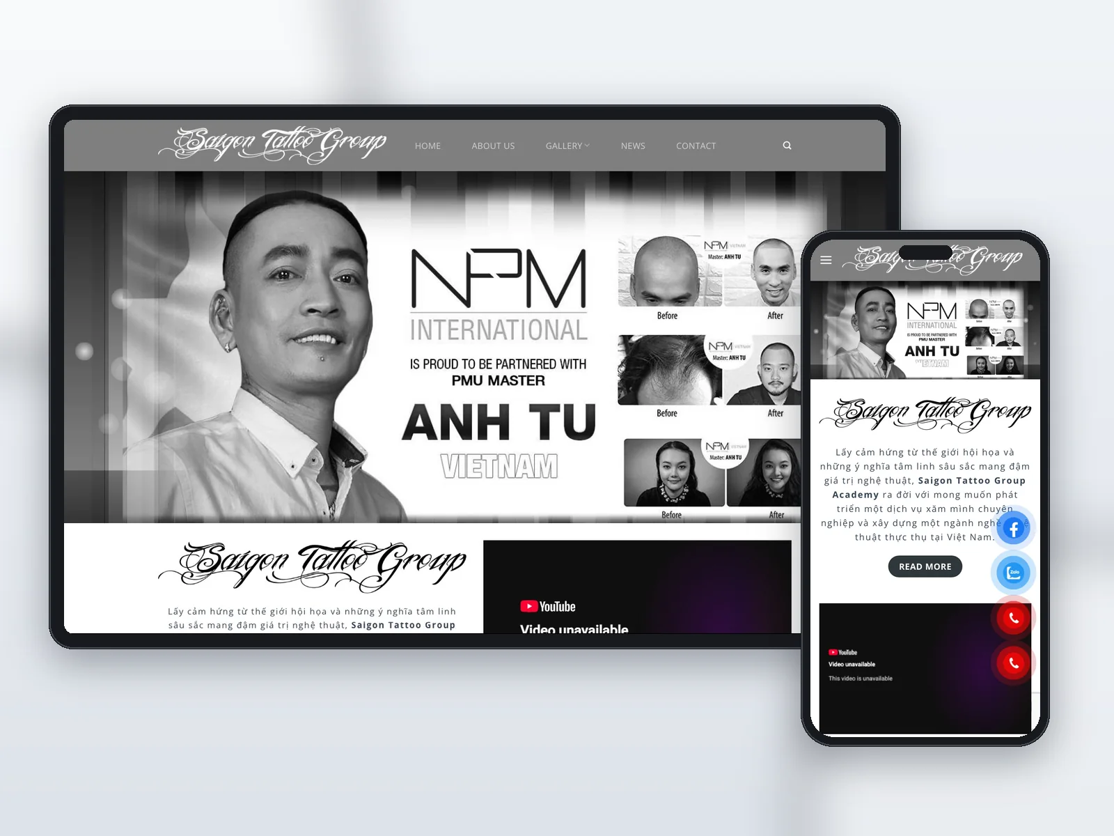 Giao diện website trên máy tính và điện thoại