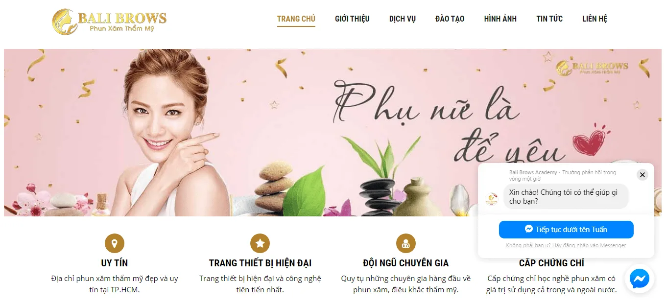 Thiết kế website học phun xăm