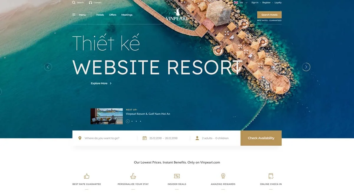 Thiết kế website resort, khách sạn, nhà hàng
